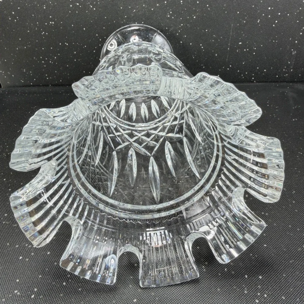 Waterford Crystal Romance of Ireland Vase 11 Inch Scalloped Rim Footed Clear VTG